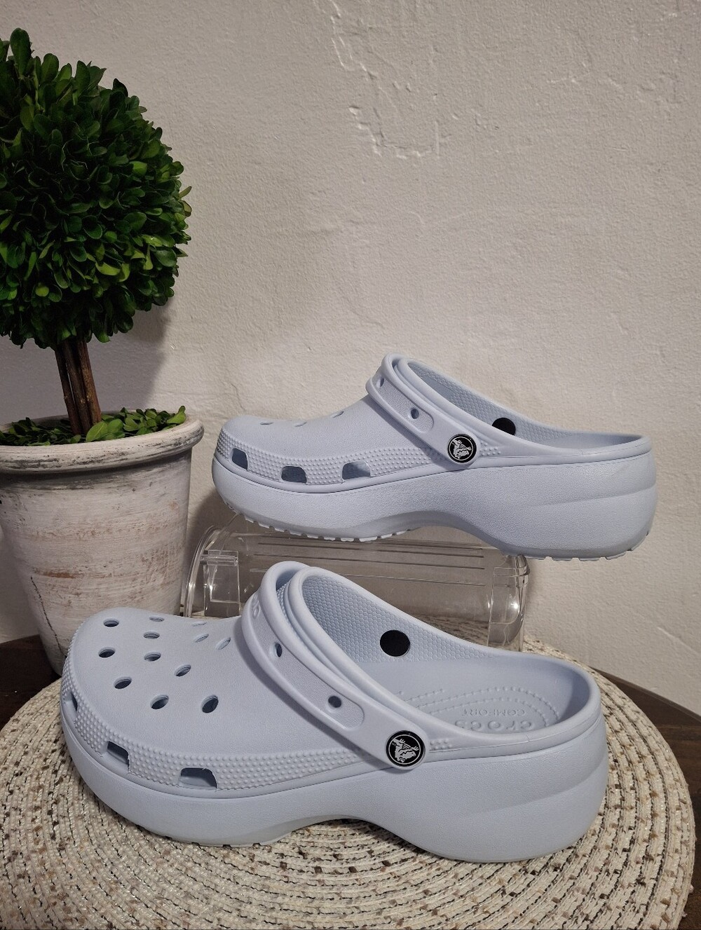 CROCS Light Blue Platform Clogs Women's Size 10.